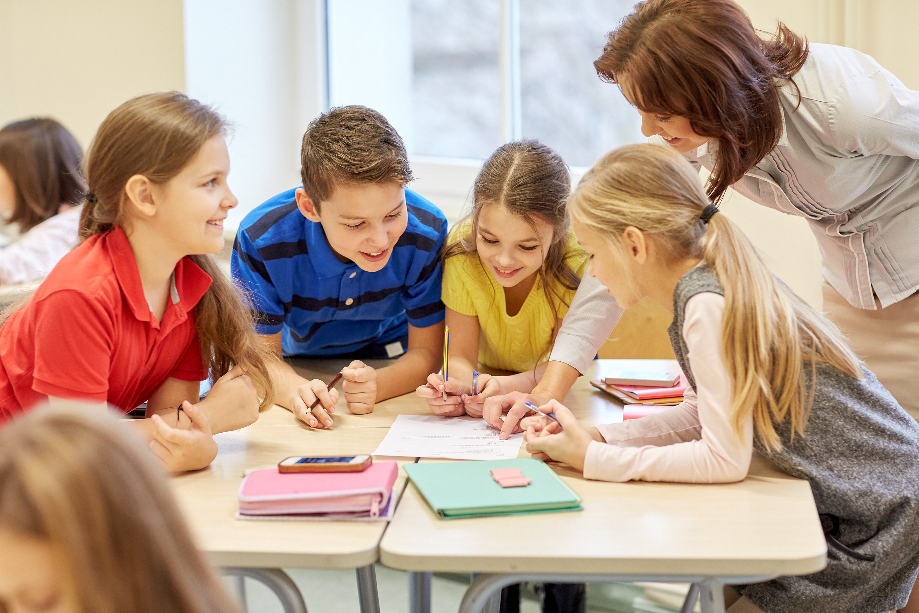 Group of learning students