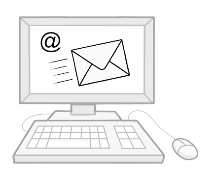 Zeichnung Computer mit E-Mail Symbol